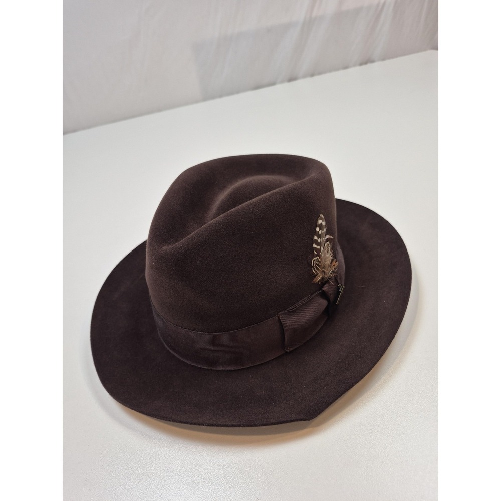 Scala Fedora Hat Fitted Mens M Brown Fur Felt Classico Venice Lined Handmade